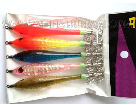fashion color luminous hard  squid jig hook fishing lure JWSQDJGHK-01 supplier