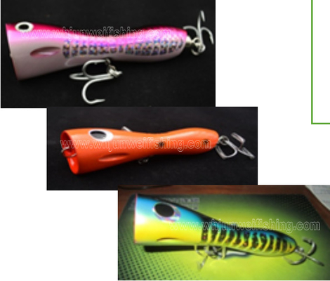 13cm/105g/18cm/150g/23cm/200g best sale wooden popper fishing hard lure popper bait/saltwater/trolling lure supplier