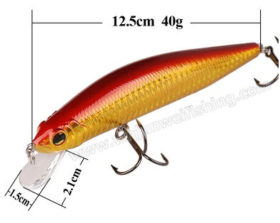 Hard plastic lure 12.5cm 40g  long cast  sinking Minnow  Bass fishing lure supplier